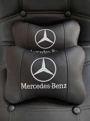 2Pcs MERCEDES Car Headrest Pillows Handmade Embroidery Neck Support Cushion