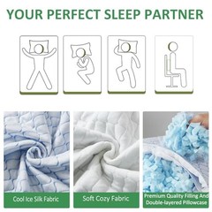 Travel Pillow – Large 1 Pack Compressible Large-17.7×13.8in(1 Pack) Blue White