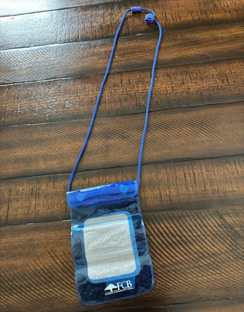 FCB Blue Plastic Neck Pouch/Purse ID Holder with Clear Window & Neck Strap
