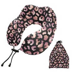 Rose Gold Leopard Print Pink Cheetah Animal Neck Pillow Travel for Sleeping A…