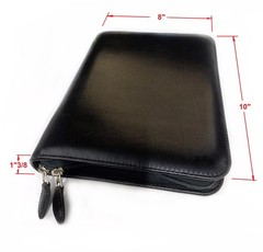 Executives Black PU Leather Handheld Carry Organizer Pouch Portfolio Concealed
