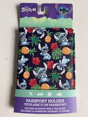 Disney Lilo & Stitch Dark Blue Tropical Passport Holder Hibiscus Pineapple NEW