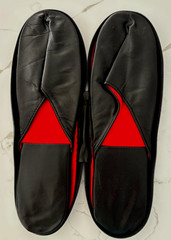 Premium Quality Leather Travel Slippers with Zipper case Size XL – EUC