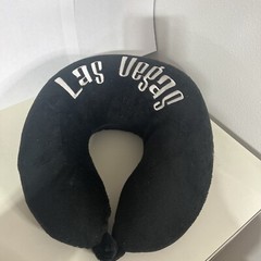 Travel Pillow Neck Support Micro Bead Black Las Vegas Fleece Spandex Sides