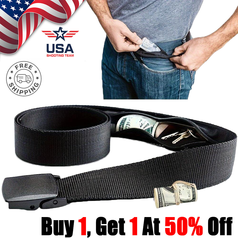 New Hide Money Belt Men’s Anti-theft Travel Security Belt Nylon Military Belt US