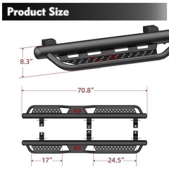 Powder Coated Running Boards Side Steps For 2018-2025 Jeep Wrangler JL 4 Door