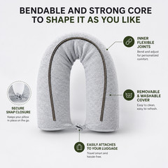 Bendable Memory Foam Travel Pillow Neck Chin Lumbar Leg Support Grey