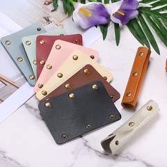 4PCS Leather Handle Wrap with 3 Metal Clasps for Suitcases,Peach Pink
