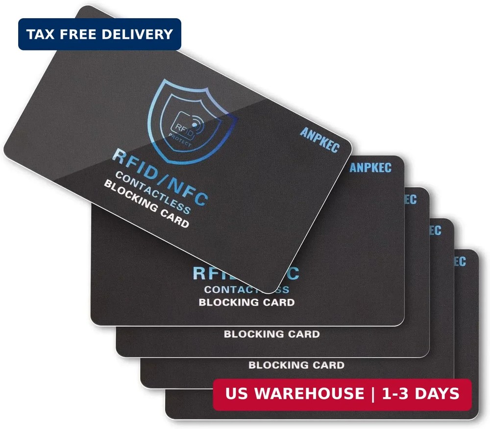 5 Pack RFID Blocking Card – Protects Entire Wallet, NFC Debit & Credit Cards New