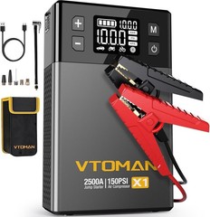 Jump Starter w/ Air Compressor 2500A- Lithium Jump Box Charger- 12V Portable …