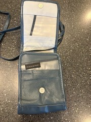 Travelon Leather Neck Pouch/Purse Passport & ID Holder, Blue, Neck Strap
