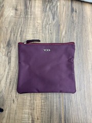 TUMI for Delta Small Burgundy Travel Storage Bag Zipper Pouch Toiletries