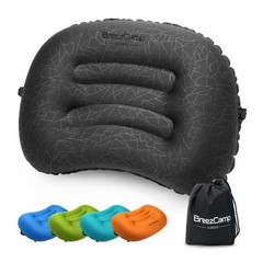 BreezCamp Inflatable Camping Pillow, Travel Blow Up Air 1 Count, Black