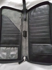 FOSSIL Soft Real Leather Travel Wallet Black Zip Around Passport Holder
