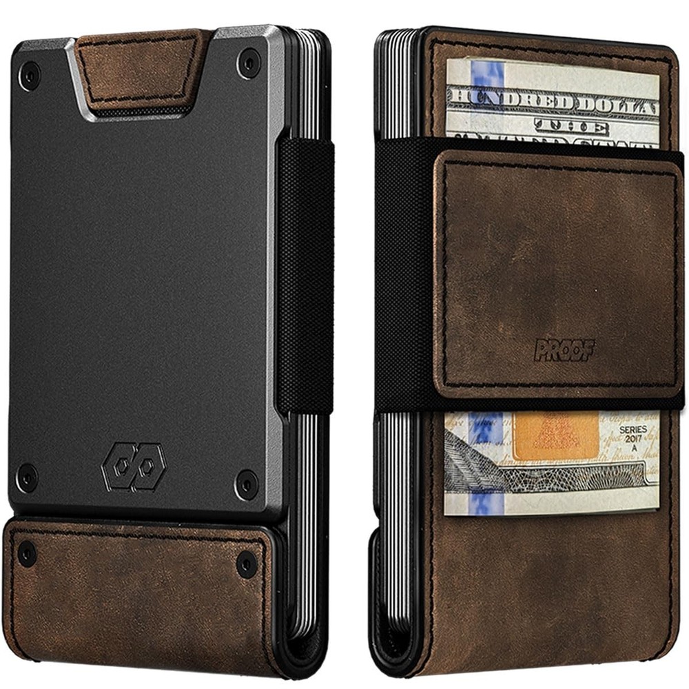 PROOF 2.25″ W x 3.75″ H x 0.5″ T, Founder (Brown Leather | Dark Gun Metal)