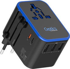 Ceptics Universal Travel Adapter, 45W International Power Adapter with Black