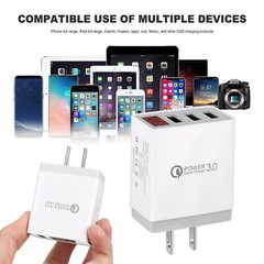 5 Pcs 3 Port QC 3.0 Fast Quick Wall Charger USB Hub Power Charge Adapter US Plug