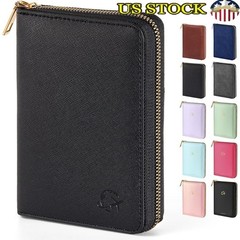 Zipper Closure Passport Holder PU Leather Travel Wallet Credit Card Case New
