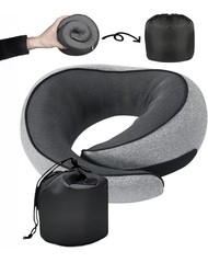 Travel Pillows for Airplanes, 100% Pure Memory Foam Neck Pillow + Bag, Gray