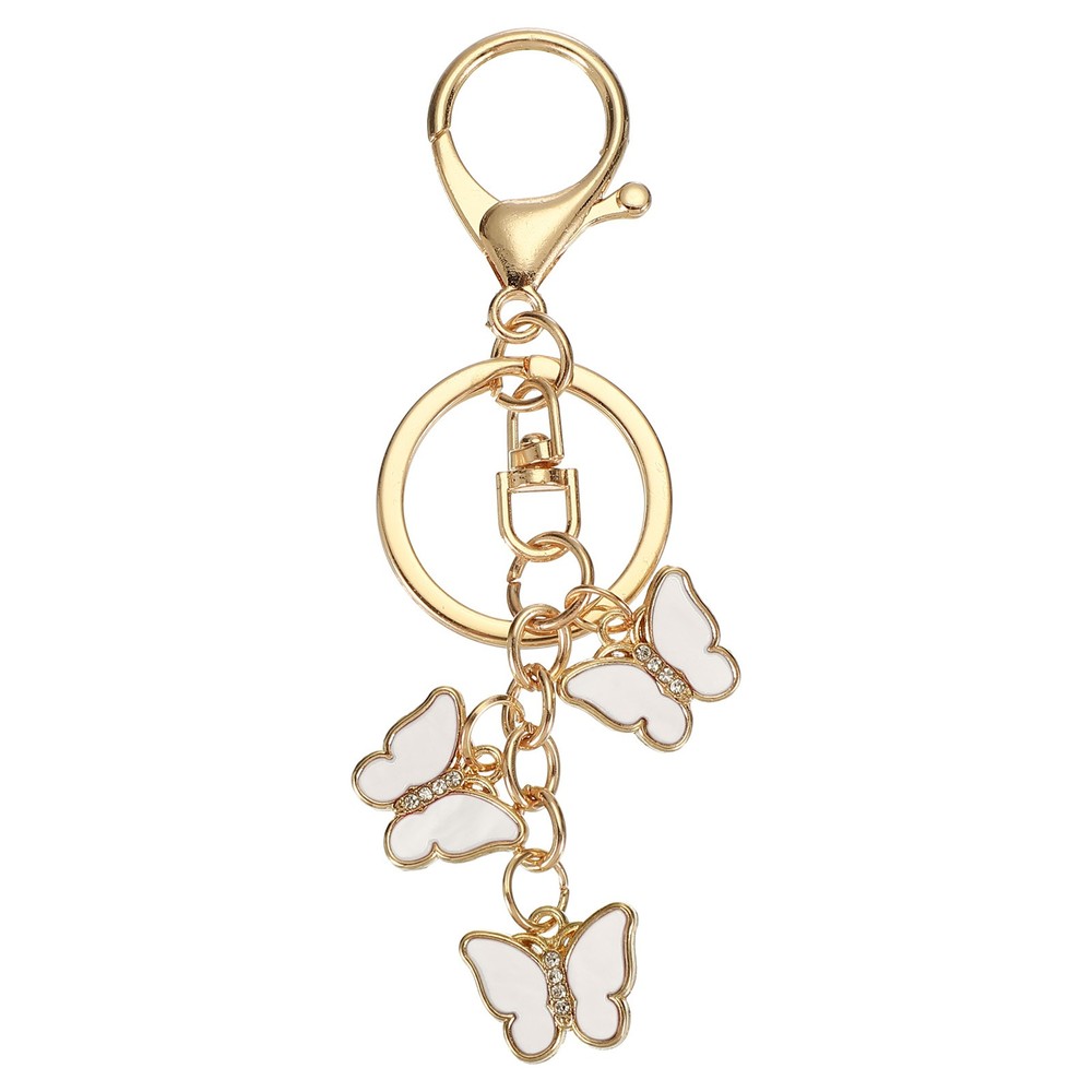 Butterfly Charm Enameled Keychain Cute Butterfly Pendant, White