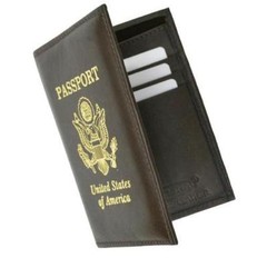 RFID Blocking Premium Leather United States Passport Holder Golden Print Emblem