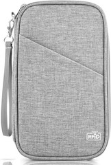 Modern Portable Wallet for Travel: RFID Family Passport Holder in Quartz Gray