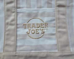 Four (4) Trader Joe’s Striped Mini Canvas Tote Bag – Light Brown, Pink, Green