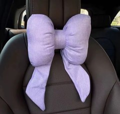 Butterfly Bow Car Neck Pillow Cotton Linen Seat Headrest Cushion