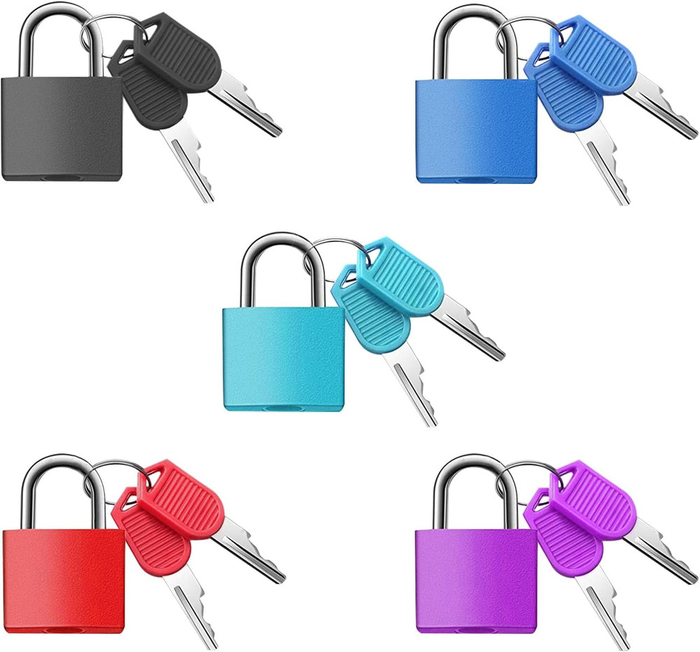 5Pack Suitcase Locks with Keys, 23Mm Small Luggage Padlocks Multicolor, Solid Br