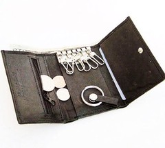 BROWN GENUINE LEATHER KEYS CASH Chain Holder Wallet Case USA Seller