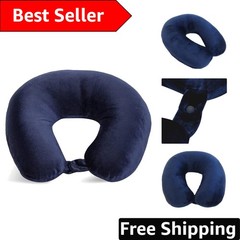 Soft and Lightweight Microfiber Neck Pillow for Travel – Navy, Machine Washable