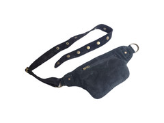 Handmade Black Leather Bum bag Vintage Fanny Pack Belt Travel Chest Pouch Wallet