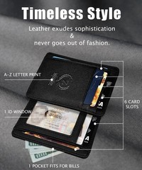 Personalized Initial Card Wallet – Deep 3D Embossed Floral Leather Slim RFID …