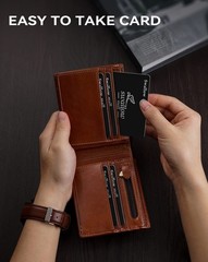 Swallowmall Mens Wallet Rfid Blocking Genuine Leather Bifold Wallets with 1 I…