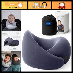 Travel Neck Pillow – Premium Memory Foam, 360º Ergonomic Design, Washable Cover,