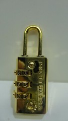 Prestolock Keyless 3 Digit Combination Steel Shackle Padlock Gold *Free Shpng*