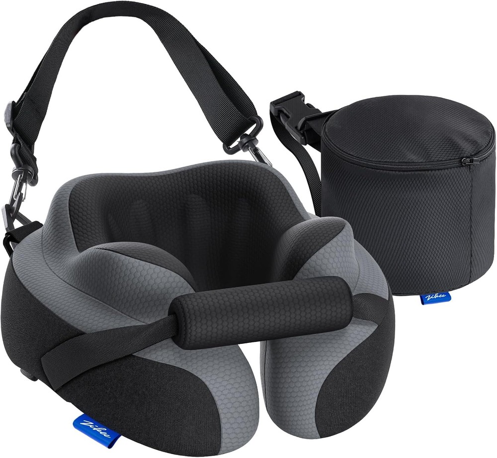 ZIKEE Ergonomic Travel Neck Pillow for Airplane, Dual-Hold Design to Stabiliz…