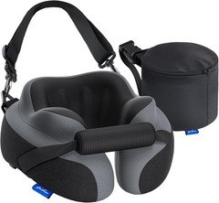 ZIKEE Ergonomic Travel Neck Pillow for Airplane, Dual-Hold Design to Stabiliz…