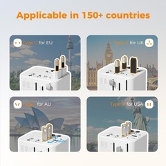 Universal Travel Adapter 4 USB Ports 5-in-1 Worldwide Plug TESSAN