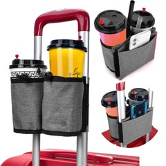 Luggage Travel Cup Holder,Suitcase Beverage Storage Bag Traveler Accessorie Gray