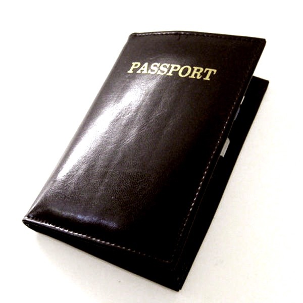 Black World PASSPORT Cover Leather Holder Wallet ID Credit Card USA Seller