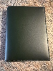 Quince Nappa Leather RFID Blocking Passport Holder Dark Green Card Slots Pockets