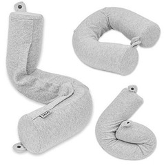 Twist Memory Foam Travel Pillow for Airplanes – Travel Standard (26″) Gray
