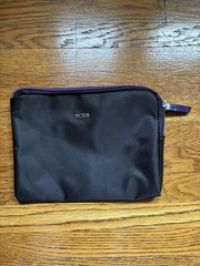 TUMI for Delta Black Purple Travel Storage Cosmetic Bag Zipper Pouch Toiletries