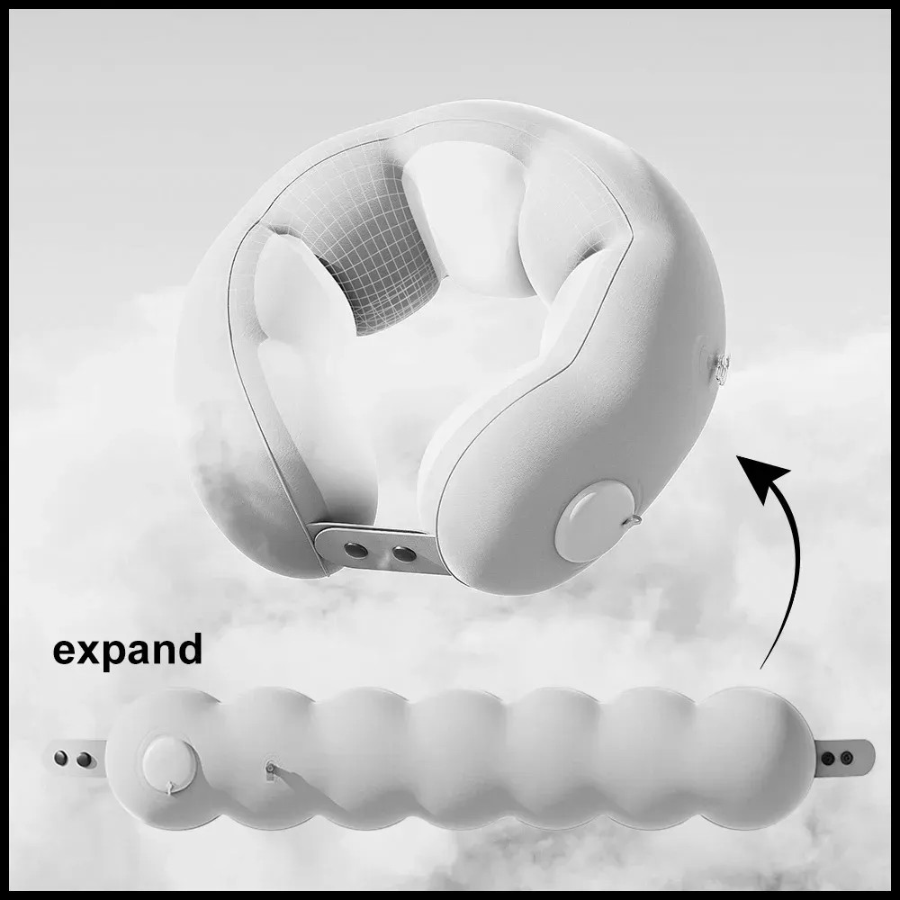 1 pc of compression inflatable neck pillow, portable adjustable U-shaped support