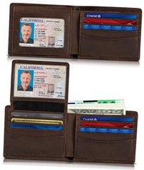 2 ID Window Wallet for Men RFID Blocking Leather, A. Texas Brown Executive