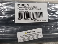 Mifflin Passport Badge Holders Topload Clear Insert 4″x6″ 100 Pack – New