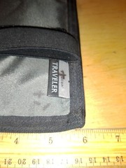 LL Bean Traveler Bi-fold Organizer Wallet Olive Green Adj Straps 7x6in closed