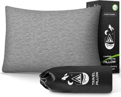 CushyOasis All-in-1 Camping Pillow Set, Memory Foam with Eye Mask, Earplugs