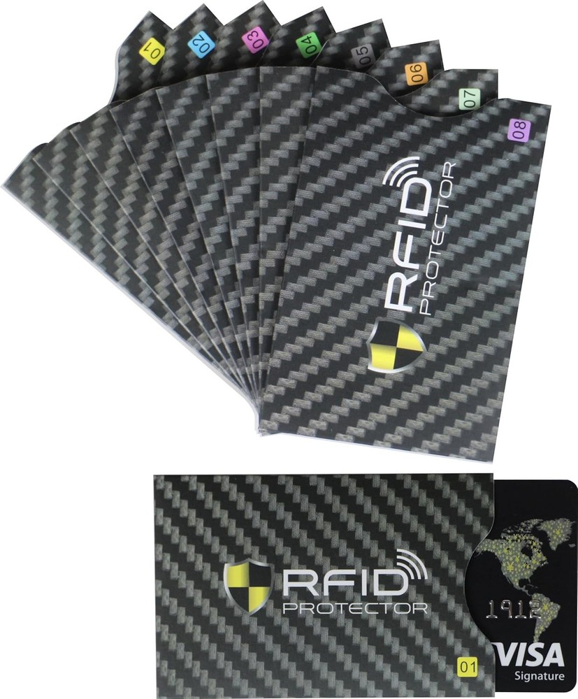 Juego De 8 Fundas Con Bloqueo Rfid Y Protector Para 8 Tarjetas De Crã©dito
